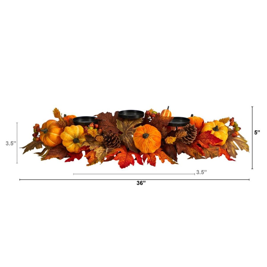 Holiday * | 36"Maple Leaves, Pumpkin And Berries Candelabrum With Discount