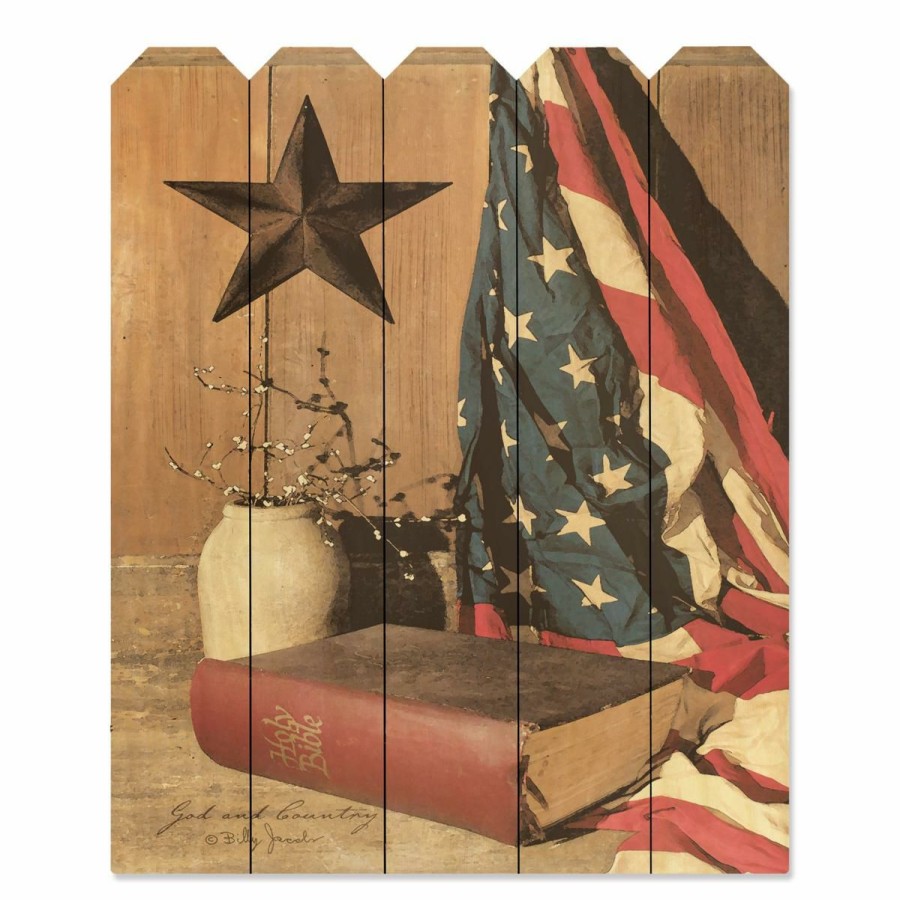 Holiday * | Offering Discounts Courtside Market God And Country Wood Picket 9 X 12