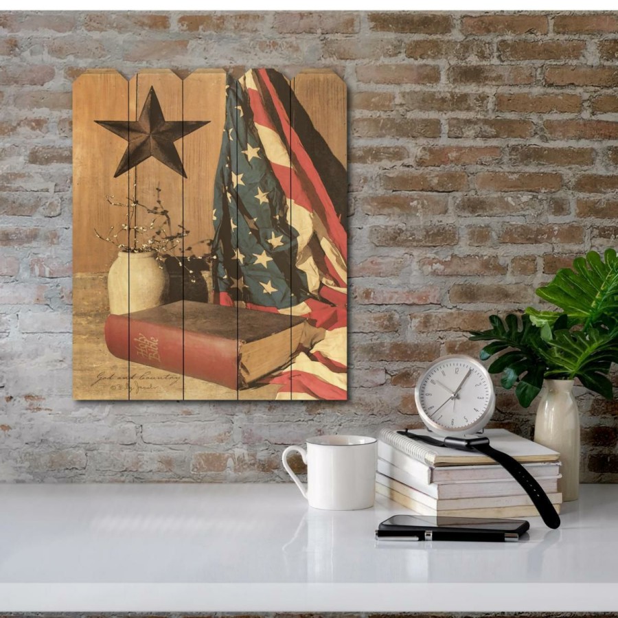 Holiday * | Offering Discounts Courtside Market God And Country Wood Picket 9 X 12