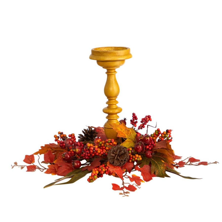 Holiday * | 15" Harvest Fall Artificial Candelabrum Arrangement Exclusive Design