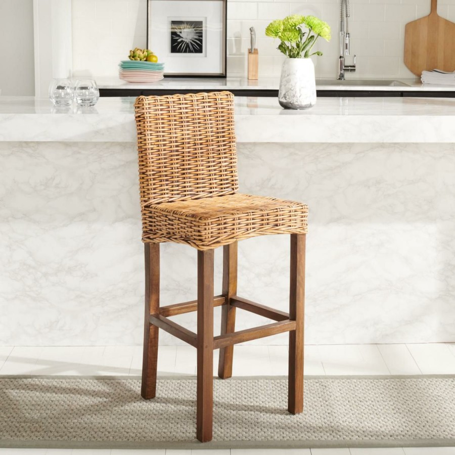 Furniture * | Safavieh Tobie Rattan Bar Stool Less Expensive