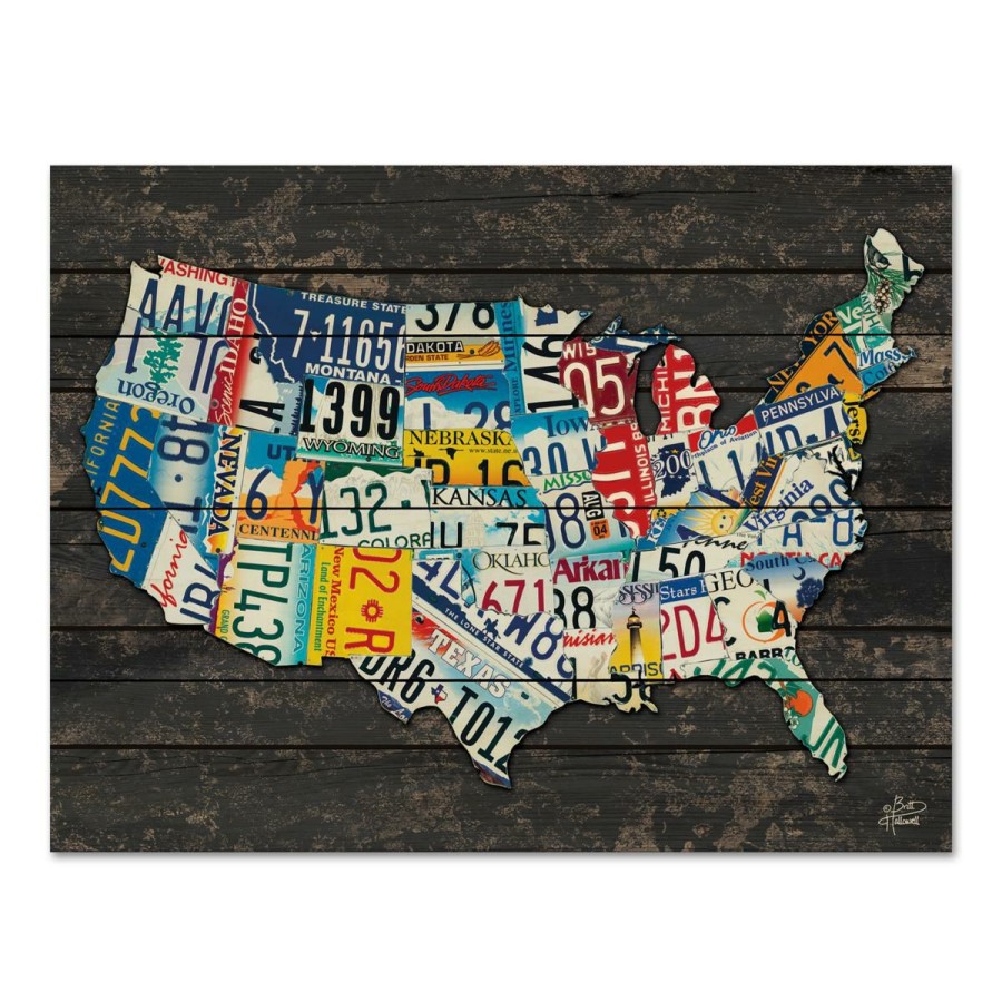 Holiday * | Cheap Courtside Market Usa License Plate Map Wood Pallet 16 X 20