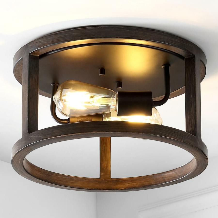 Ceiling Lighting * | Jonathan Y Brown Atelier 12.75 2-Light Iron Rustic Led Flush Mount Special Design