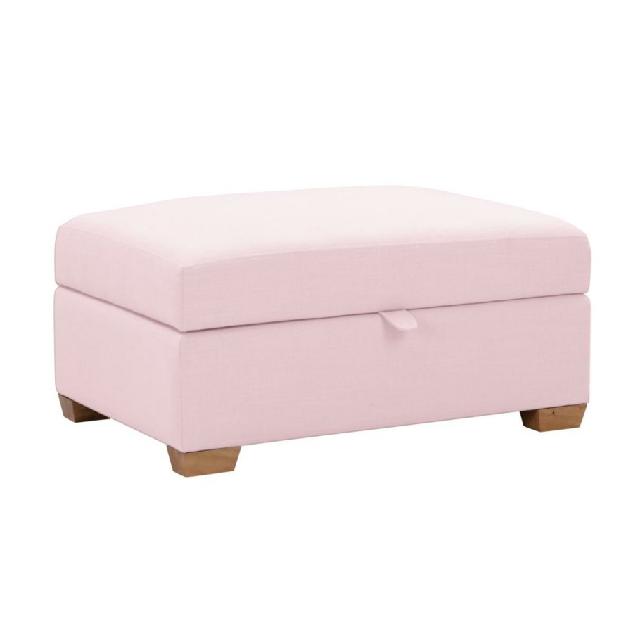 Furniture * | With Discount Shabby Chic Khadija Upholstered Linen Storage Ottoman