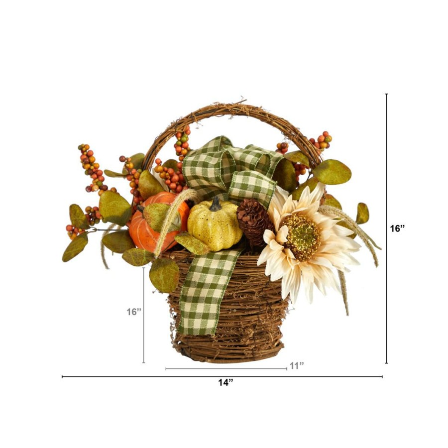 Holiday * | 16" Fall Pumpkin Gourds And Berries Autumn Arrangement Exclusive Design