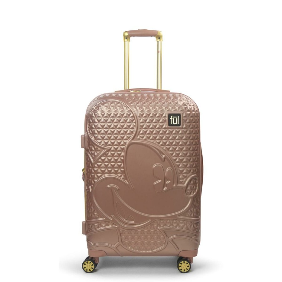 Luggage & Travel Accessories * | Ful Disney Mickey Mouse 25-Inch Hard Sided Rolling Luggage, Rose Gold At Unbeatable Price