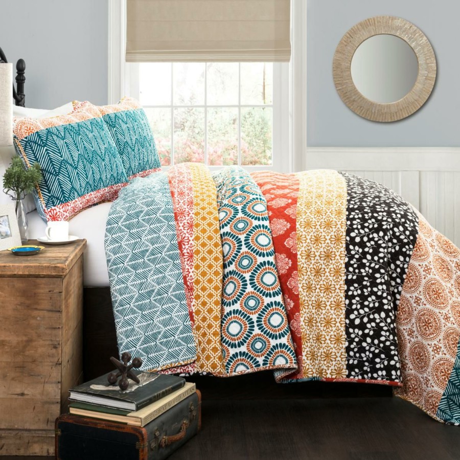 Quilts & Bedspreads * | Absolute Quality Lush Decor Bohemian Striped Quilt 3-Piece Set Full/Queen