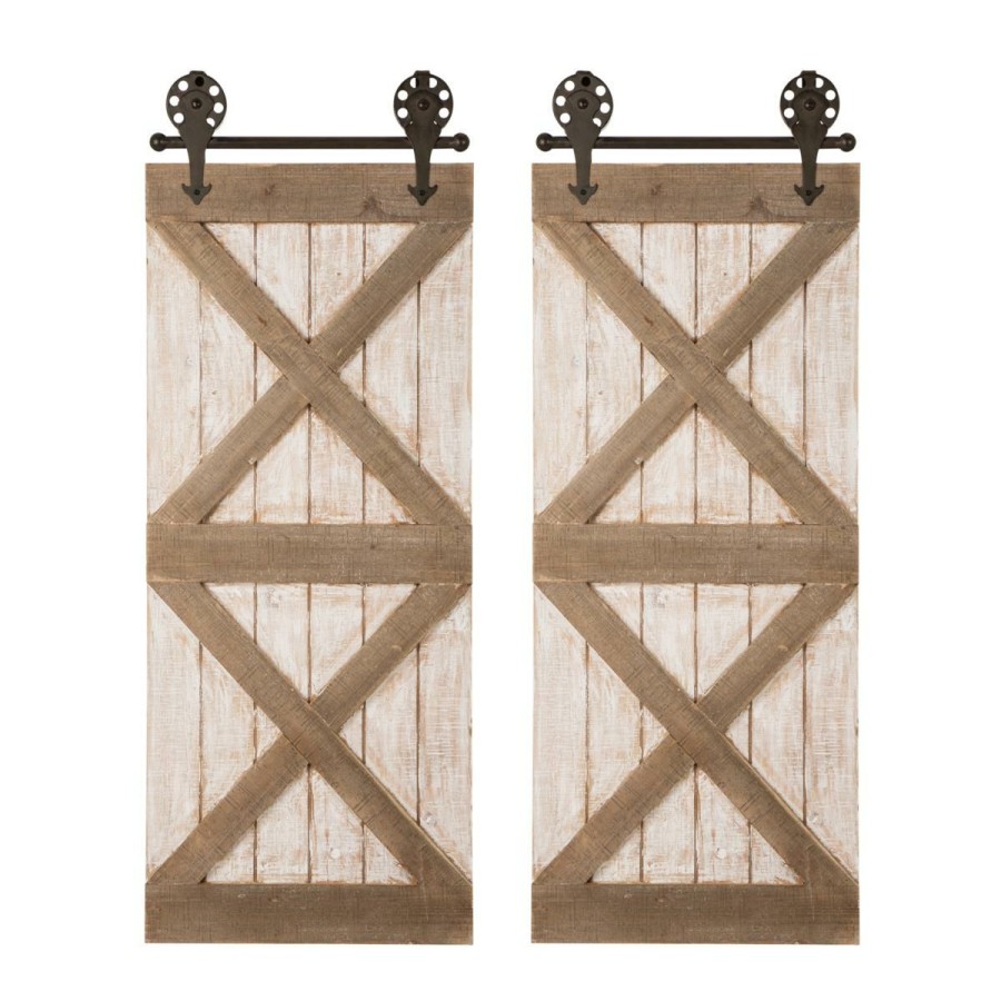 Wall Decor * | Latest Fashion Glitzhome Set Of 2 Farmhouse Barn Door Decor