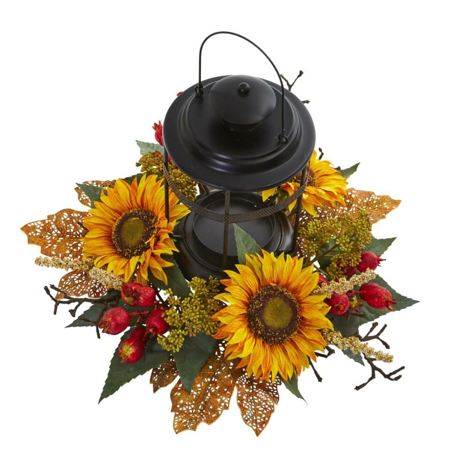 Holiday * | Nearly Natural 18" Sunflower Berry Artificial Arrangement Candelabrum At The Best Price