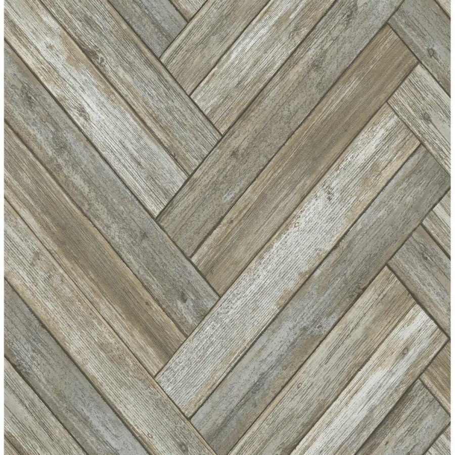 Wall Decor * | Cheap Nextwall Chevron Faux Wood Peel And Stick Wallpaper