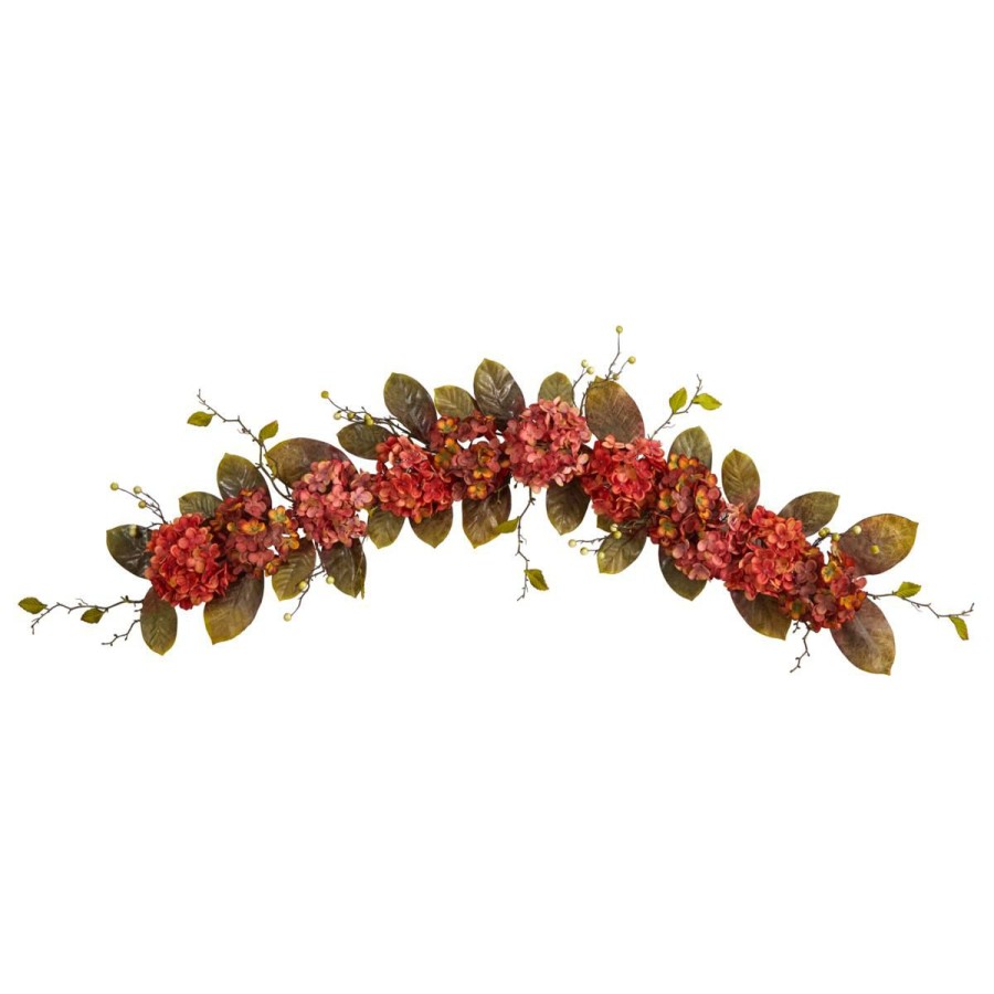 Holiday * | Nearly Natural 6' Fall Hydrangea And Berry Artificial Autumn Garland Attractive Model