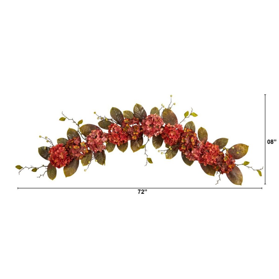 Holiday * | Nearly Natural 6' Fall Hydrangea And Berry Artificial Autumn Garland Attractive Model