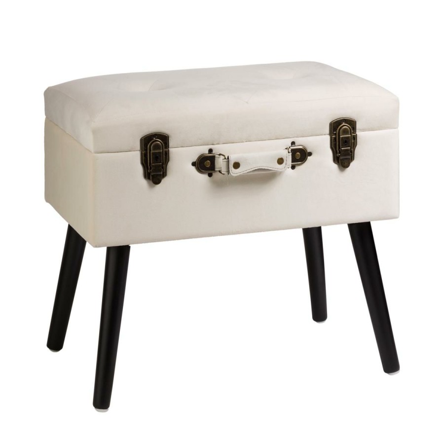 Furniture * | Glitzhome 19.7 Velvet Upholstered Storage Stool With Rubberwood Legs At The Best Price