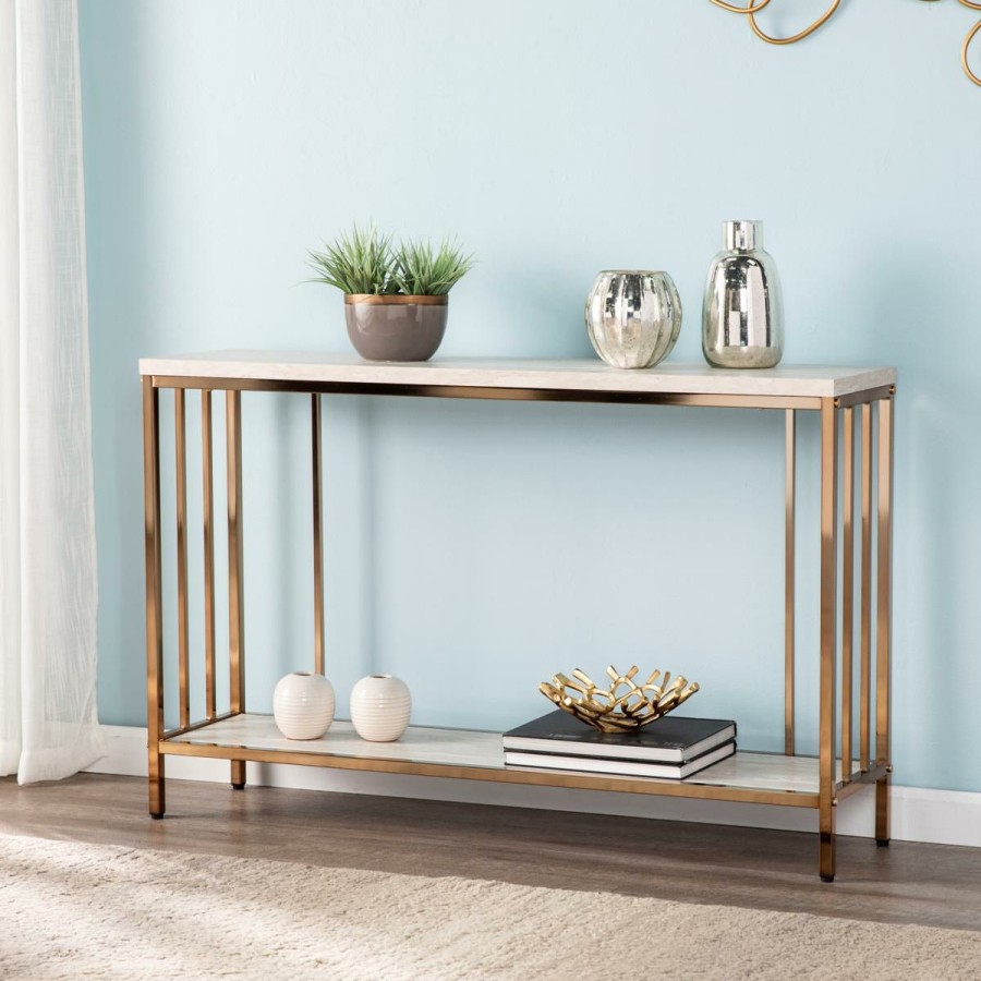 Furniture * | Southern Enterprises Youngston Faux Marble Console Table At Unbeatable Price