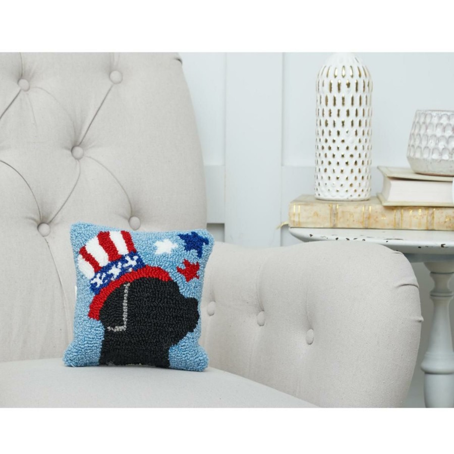 Holiday * | The Latest Fashion C&F Home Patriotic Dog Hooked Americana 4Th Of July Throw Pillow