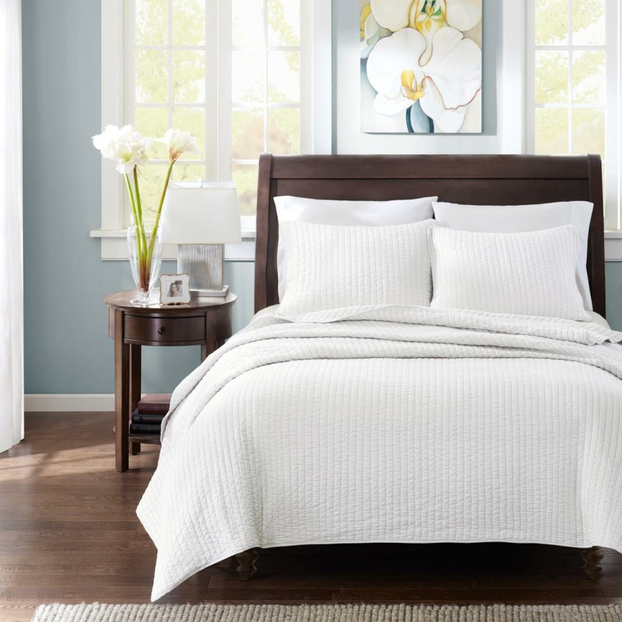 Quilts & Bedspreads * | Madison Park Keaton Coverlet And Shams King/White Online