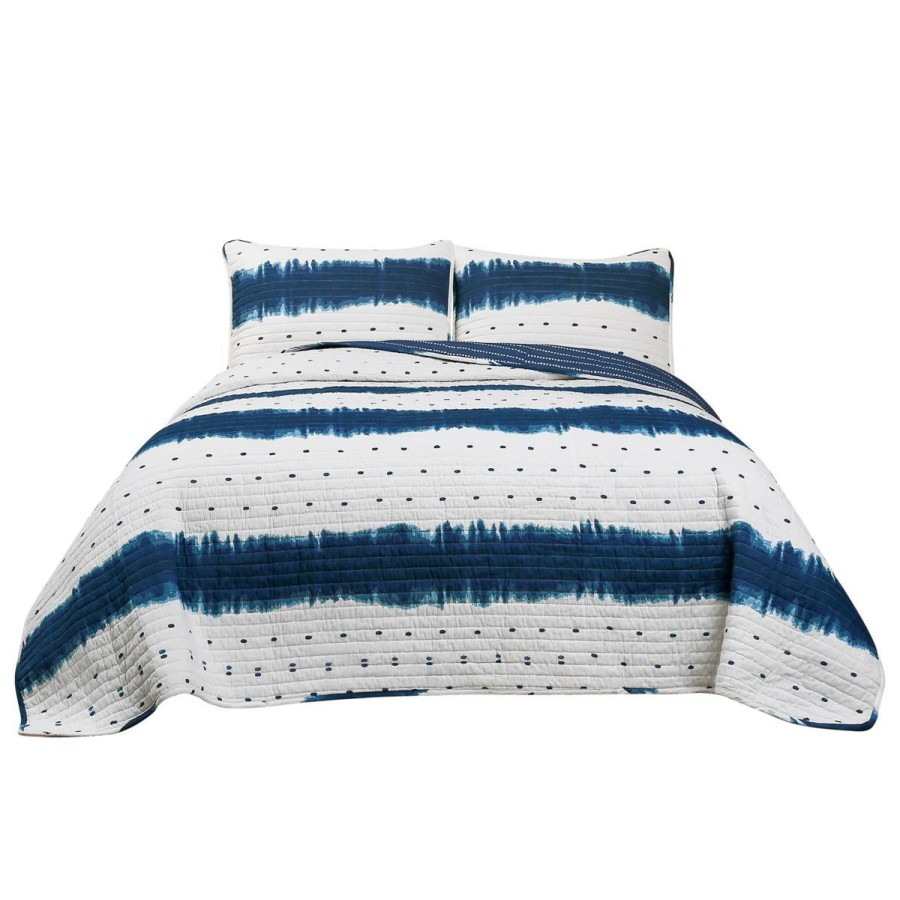 Quilts & Bedspreads * | Reduced Price Lush Decor Jane Shibori Quilt Navy 3-Piece Set Full/Queen