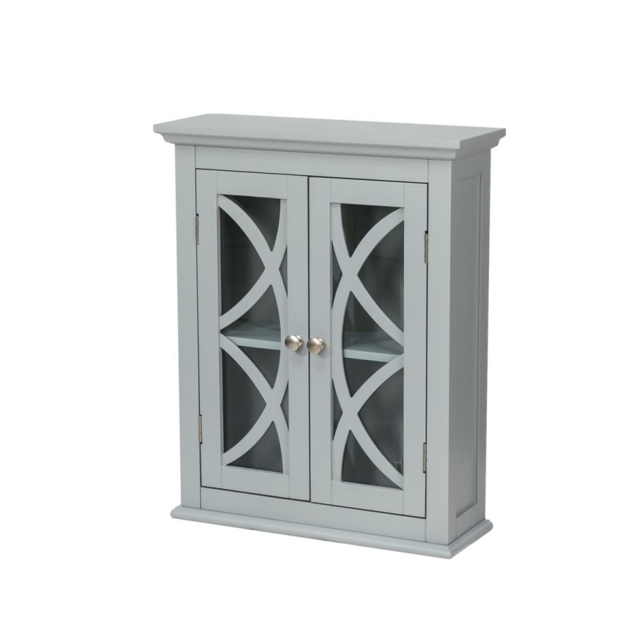 Furniture * | Reduced Price Glitzhome Gray Wall Cabinet With Double Doors