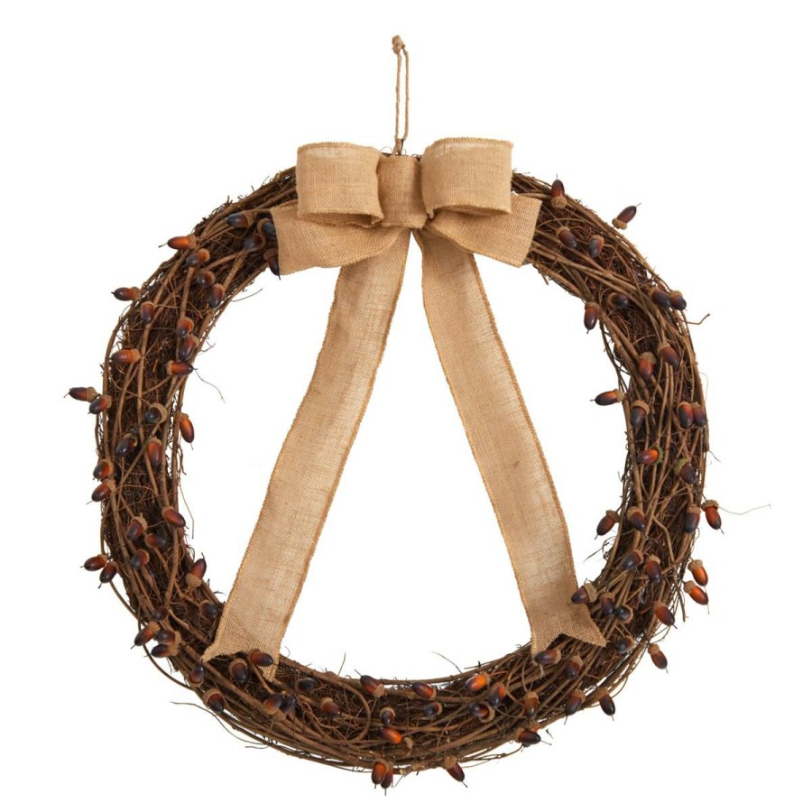 Holiday * | Nearly Natura 30" Fall Acorn And Decorative Bow Autumn Wreath Quality Guarantee