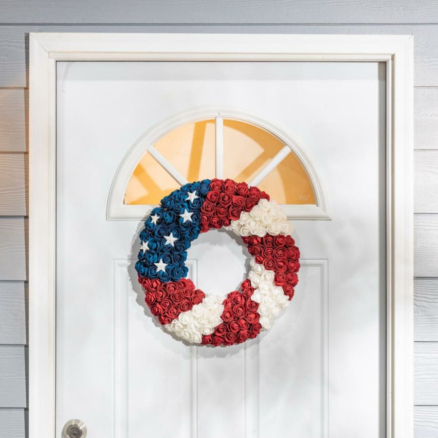 Holiday * | High Quality The Gerson Company 17 Americana Flower Wreath