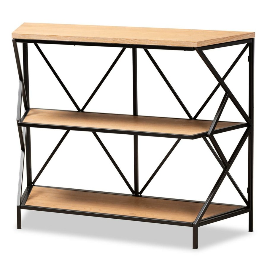 Furniture * | Cut Price Logan Wood And Metal 3-Tier Console Table